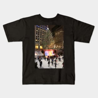 Rockefeller Center Christmas Tree and ice skating rink Kids T-Shirt